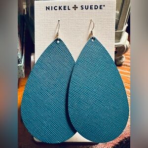 Nickel and Suede Peacock Shimmer Earrings NWT